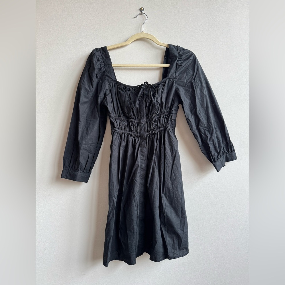 J. Crew Black Smocked mini dress